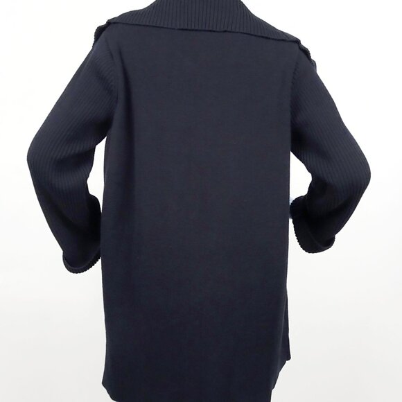 Dana Buchman Ribbed Knit Mid-Thigh Cardigan Sweater Open Front L 12 14 Slimming - Picture 6 of 6